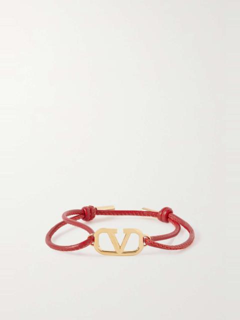 Valentino VLOGO gold-tone and leather bracelet