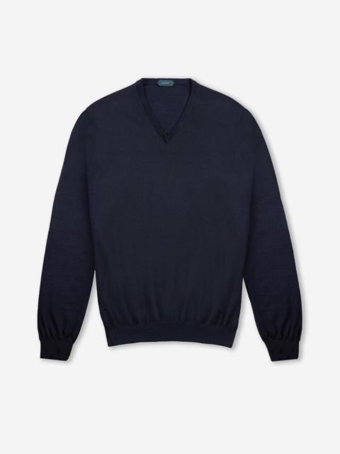 SLOWEAR Slim-fit V-neck sweater in certified Flexwool