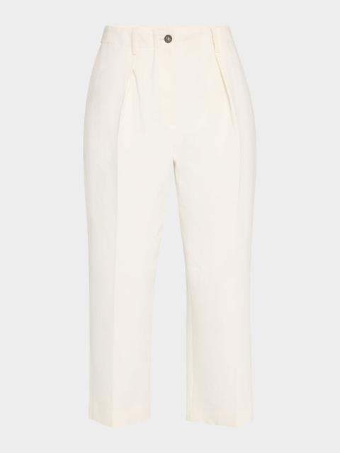 Brunello Cucinelli Creased Square Cotton Wool Chino Pants