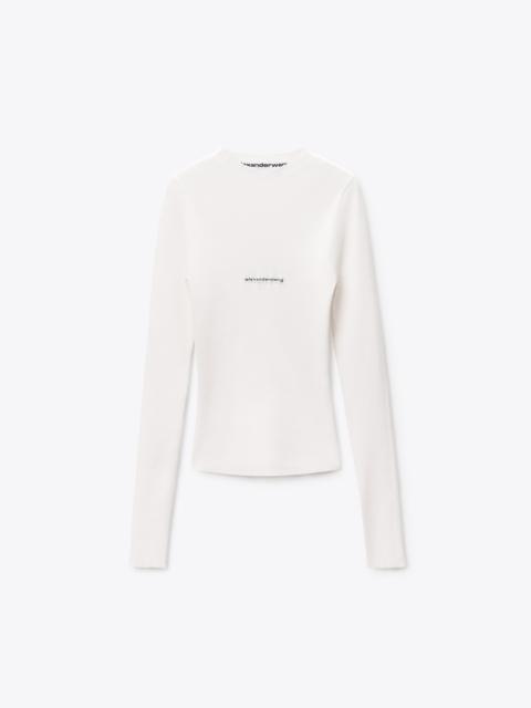 Alexander Wang Jacquard Logo Long Sleeve Crewneck