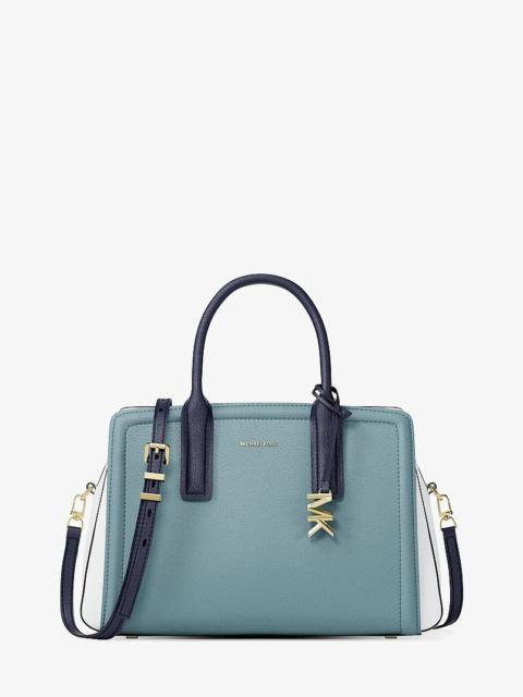 MICHAEL KORS Laila Medium Color-Block Pebbled Leather Satchel