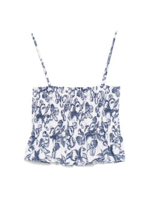 maje graphic-print smocked top