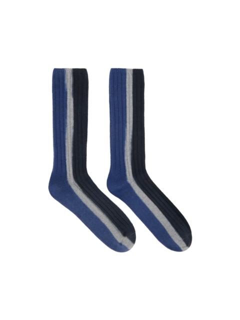 sacai Black & Navy Vertical Dye Socks