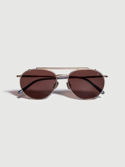 Brunello Cucinelli Round 18k gold-plated titanium sunglasses