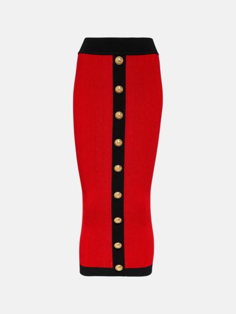 Balmain Ribbed-knit midi skirt