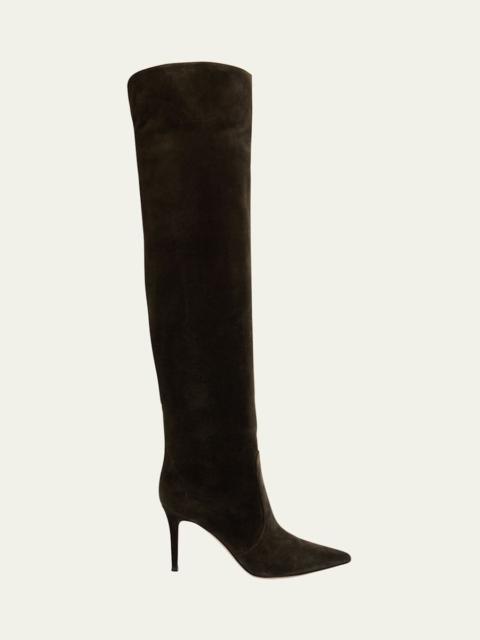 Gianvito Rossi Hansen Suede Pointed-Toe Knee Boots
