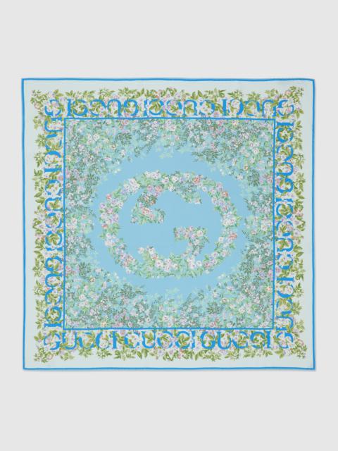 GUCCI Gucci Interlocking G floral print silk carré