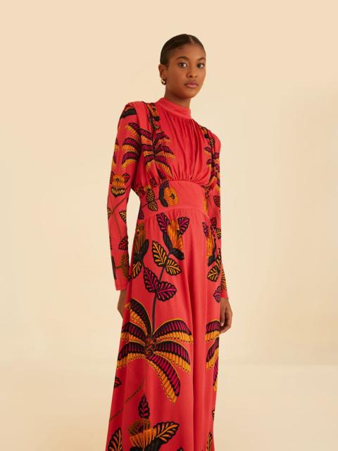 FARM RIO Blush Living Bloom High Neck Maxi Dress