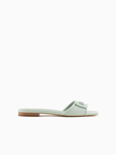 EMPORIO ARMANI Nappa-leather sandals with EA logo