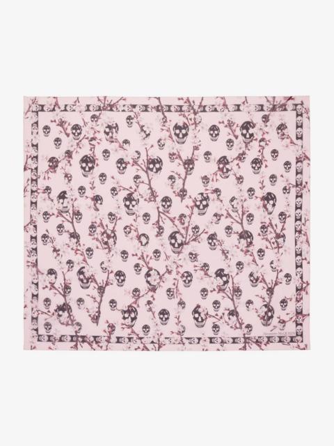 Alexander McQueen Women's Cherry Blossom Classic Skull Foulard in Rose/black
