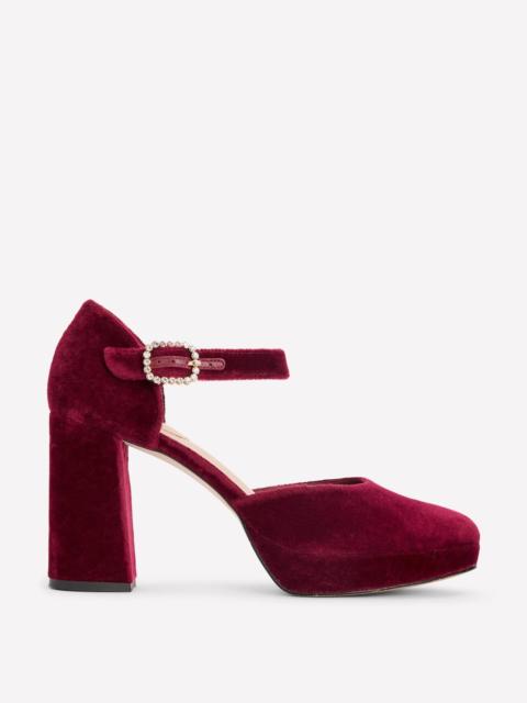 BODEN Jewelled Buckle Platform Heels-Dark Cherry