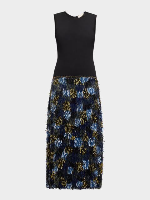 ULLA JOHNSON Simone Sleeveless Fringe Midi Dress