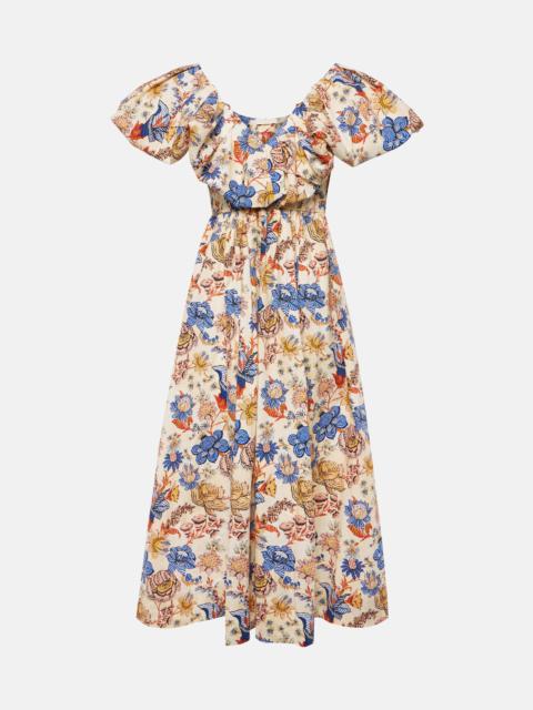 ULLA JOHNSON Francesca floral cotton poplin midi dress