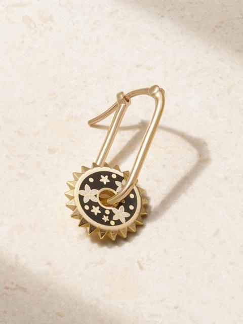 FOUNDRAE Small Blossom 18-karat Gold And Enamel Single Earring