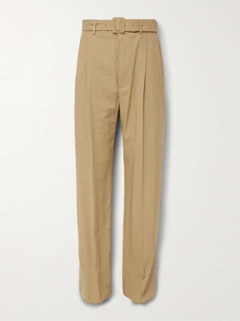 Dries Van Noten Straight-Leg Belted Pleated Woven Trousers