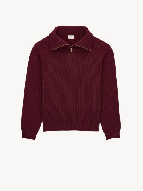 SAINT LAURENT HALF-ZIP SWEATER IN RIB-KNIT WOOL