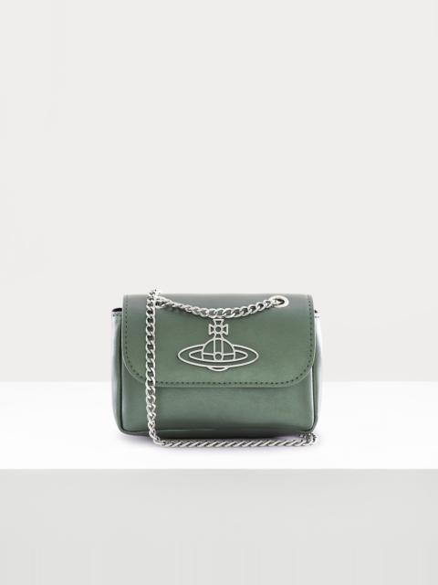 Vivienne Westwood PEARLISED LEATHER THIN LINE ORB SMALL PURSE WITH CHAIN