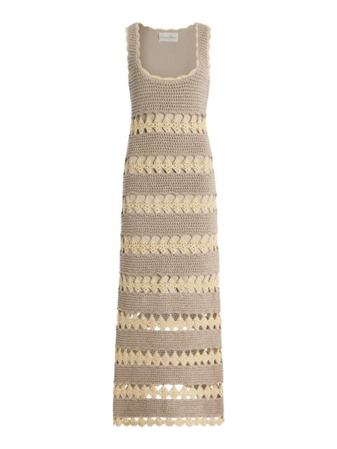 Cara Cara Joan Crocheted Metallic-Cotton Midi Dress ivory