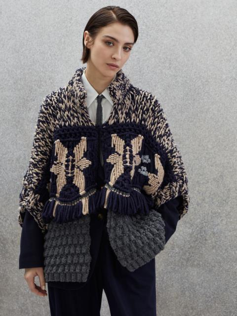 Brunello Cucinelli Handmade macramé intarsia OPERA cardigan in cashmere