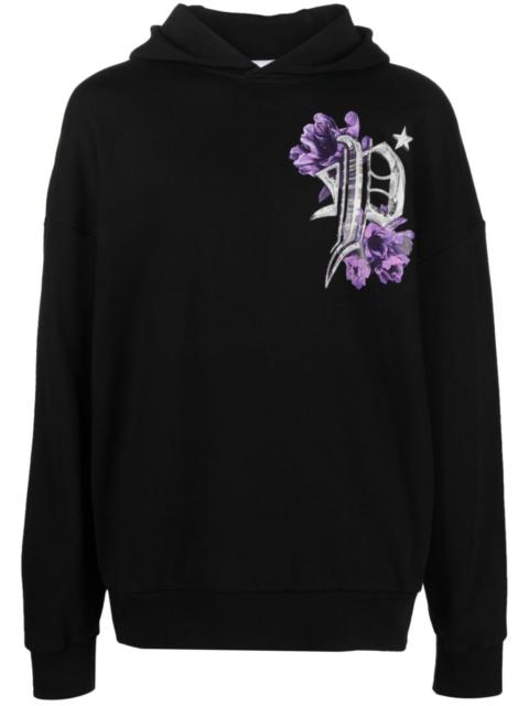 PHILIPP PLEIN Flowers logo-print cotton hoodie