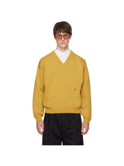 WILLY CHAVARRIA Yellow 'Chavarria' V-Neck Sweater