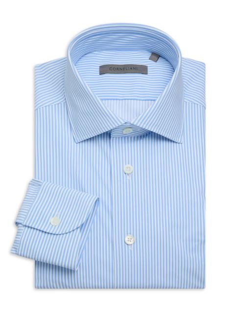 CORNELIANI Men's Striped Performance Stretch-Nylon Shirt - Powder Blue Stripe