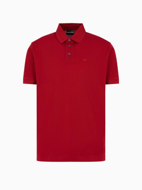 Mercerized piqué polo shirt with chevron trim