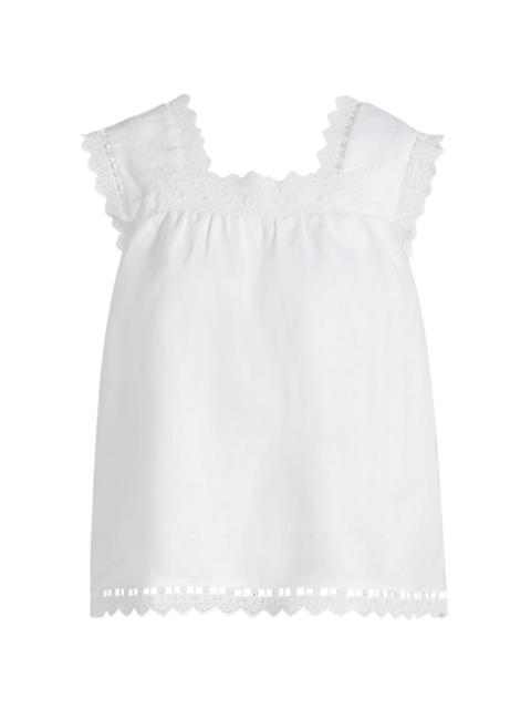 Reformation Women's Faye Eyelet-Trim Linen Top - White
