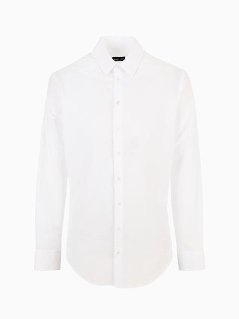 GIORGIO ARMANI Regular-fit cotton-seersucker shirt