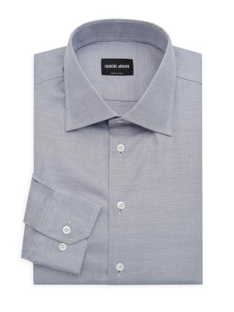 GIORGIO ARMANI Men's Dotted Cotton Dress Shirt - Dark Grey