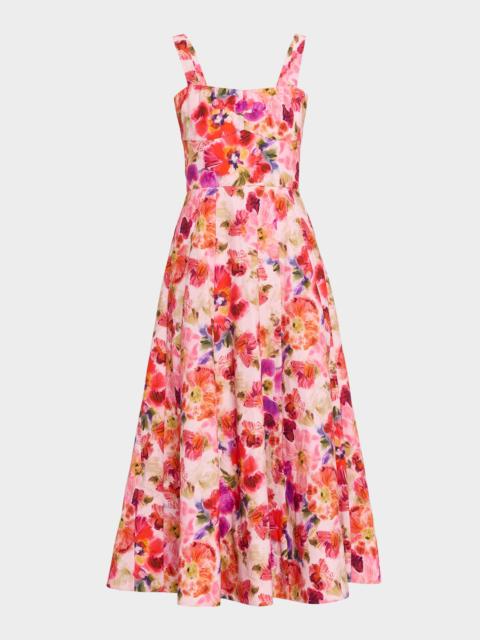 SALONI Sabrina Floral A-Line Midi Dress