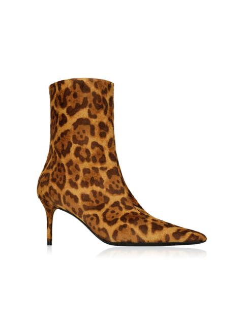 SAINT LAURENT Ashley Leopard-Print Pony Hair Ankle Boots animal