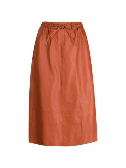 Yves Salomon leather flared skirt