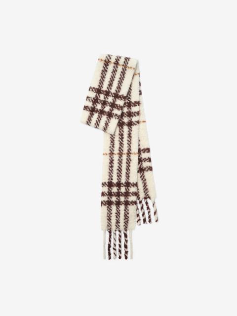 Burberry Narrow Check Alpaca Wool Blend Bouclé Scarf