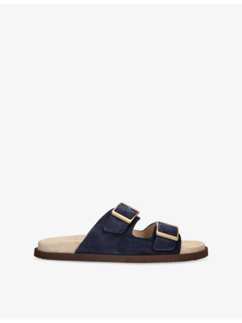 Brunello Cucinelli Two-Strap Suede Sandals