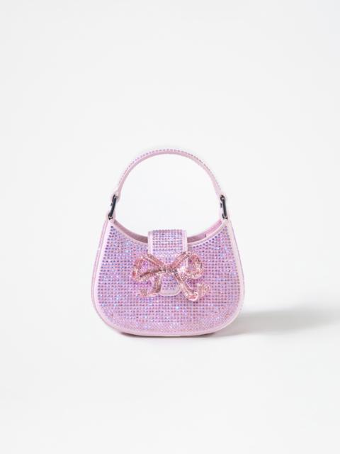 self-portrait Pink Rhinestone Crescent Bow Micro Bag