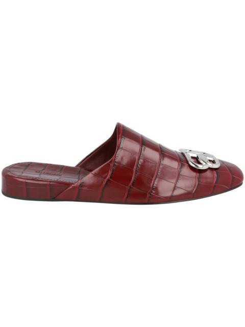 BALENCIAGA Balenciaga Croc Embossed Leather Cosy BB Mule Dark Red (Women's)