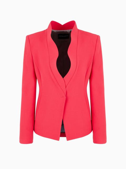 EMPORIO ARMANI Crêpe cady jacket with ruffle-effect contoured edges