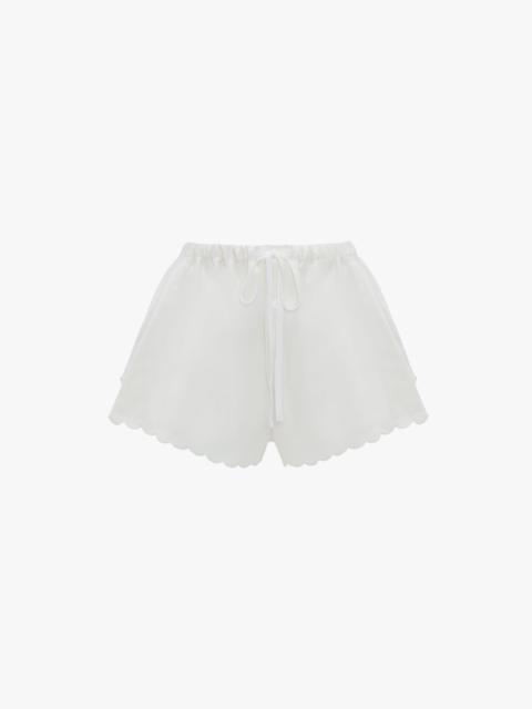 Victoria Beckham Drawstring Embroidered Mini Short In Antique White