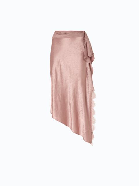 PINKO ASYMMETRIC MIDI SKIRT IN SATIN