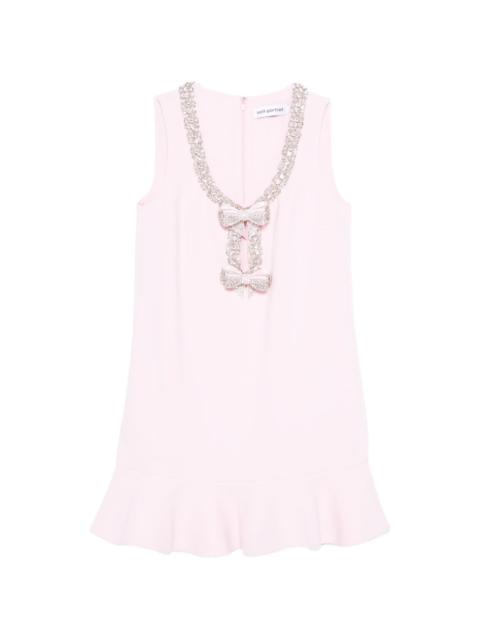 self-portrait ruffled bow crepe mini dress