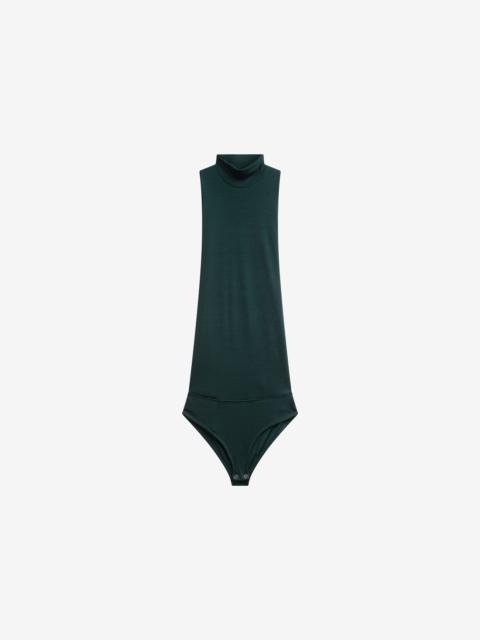 The Frankie Shop Maxen Mock Neck Bodysuit - Deep Green