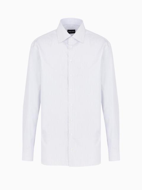 GIORGIO ARMANI Regular-fit shirt in luxury cotton with a micro-pattern