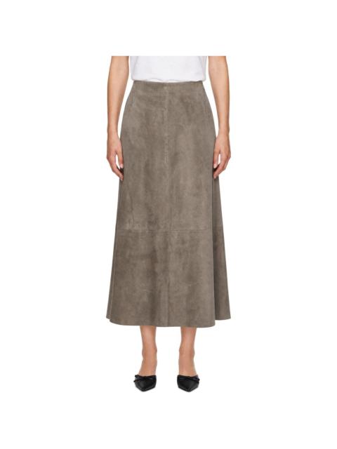 ST. AGNI Taupe Suede Circle Maxi Skirt