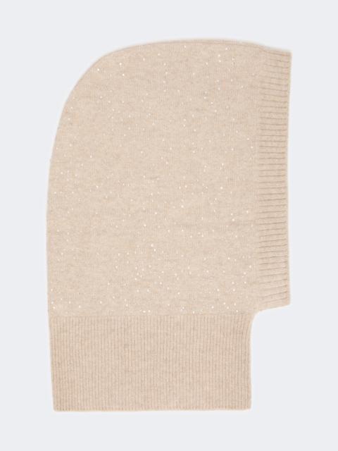 Max Mara JUNIOR Cashmere and rhinestone balaclava - BEIGE