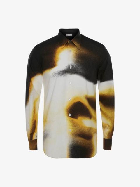 Alexander McQueen Men's Cotton Poplin Silhouette Shirt in Black/pop Yellow