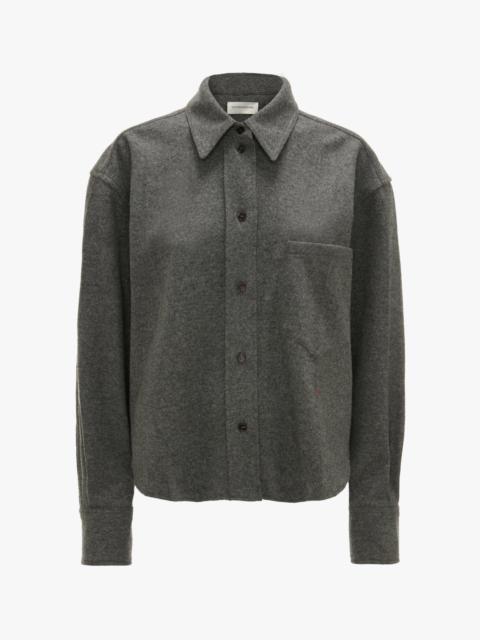 Victoria Beckham Cropped Long Sleeve Shirt In Grey Melange