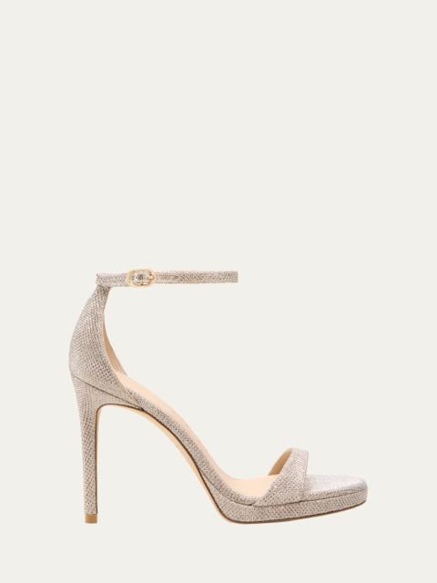 Stuart Weitzman Nudist Metallic Ankle-Strap Platform Sandals