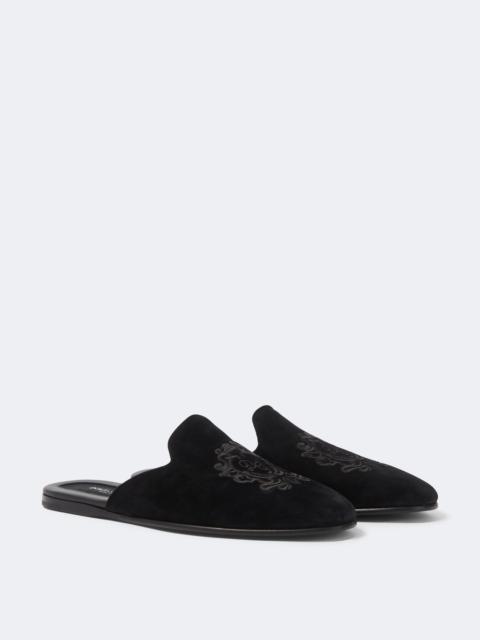 Dolce & Gabbana Embroidered suede mules