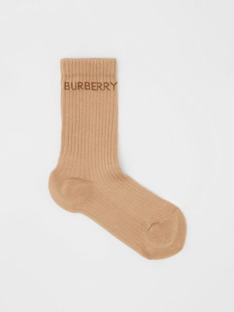 Burberry Logo Intarsia Technical Stretch Cotton Socks